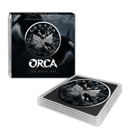 In Stock! 2026 Canada Maple Leaf Colorized– Orca Edition 1oz .9999 Silver Coin