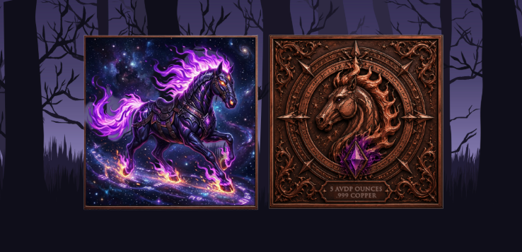 5oz Nightmare Steed Colorized Copper in Square Capsule