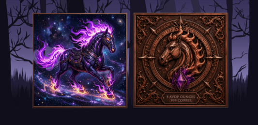 See the back! 5oz Nightmare Steed Colorized Copper in Square Capsule