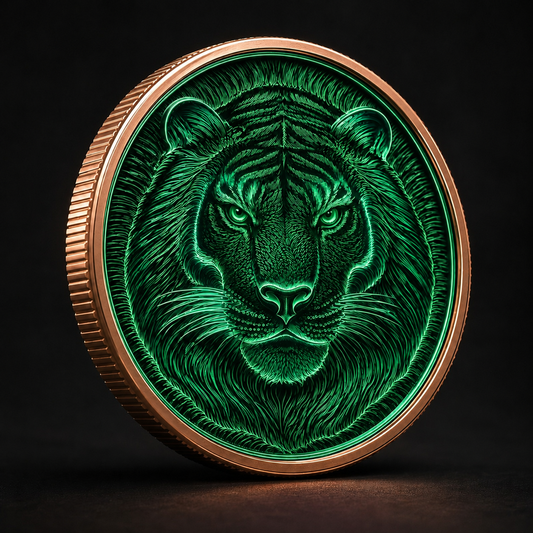 Emerald Forest Tiger β 5 AVDP oz Glow-in-the-Dark .999 Fine Copper Coin