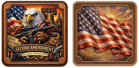 2nd Amendment Eagle Colorized UHR 1 oz Copper Medal in Stackable Capsule (02/10)