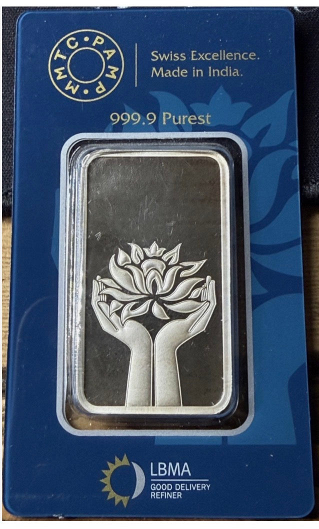 In Stock! MMTC PAMP Swiss India LBMA Lotus Flower In Assay 1 oz