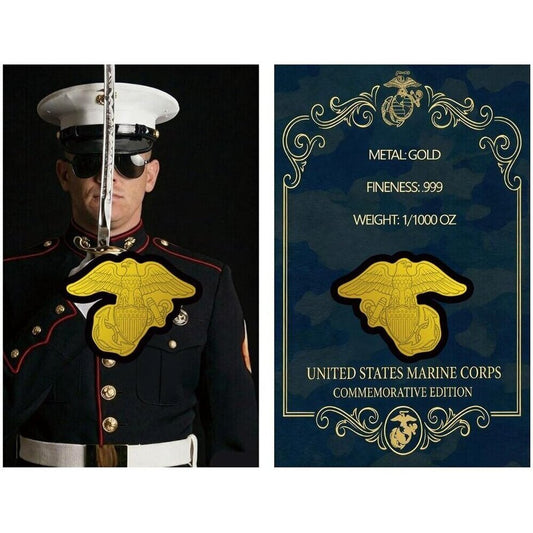 U.S. Marine Corps 1/1000 oz Gold Medal in Card (02/13)