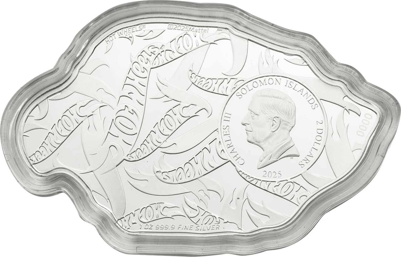 In Stock! 2025 Solomon Islands Hot Wheels Flaming Wheel 1 oz Silver Coin