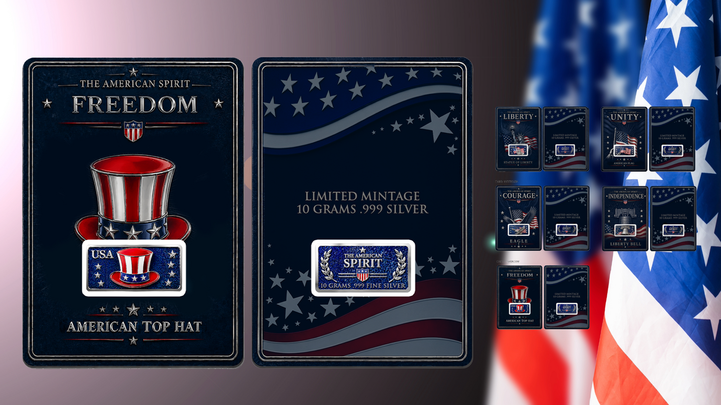 2nd in Series! 10 Gram Freedom Silver Featuring Dual Sided Diamond Dust in Blister