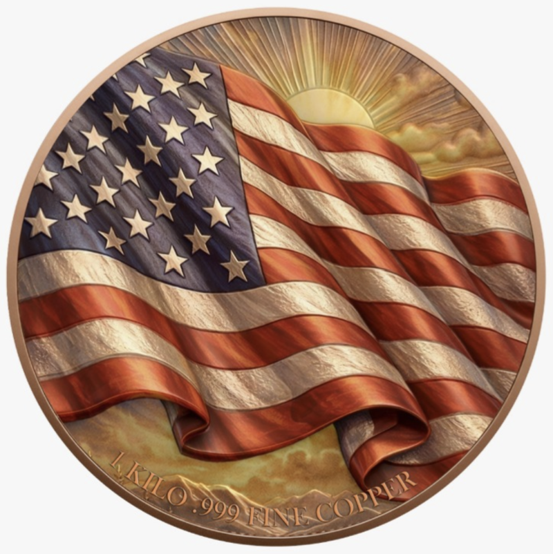 In Stock! 2nd Amendment Eagle Colorized 1 Kilo Copper Medal