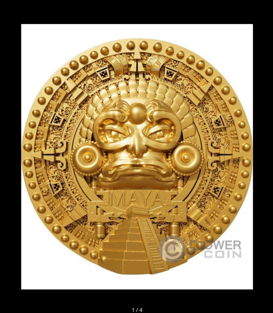 In Stock! 2025 Cameroon Maya 2 oz Silver Coin - Gold Gilded Version!