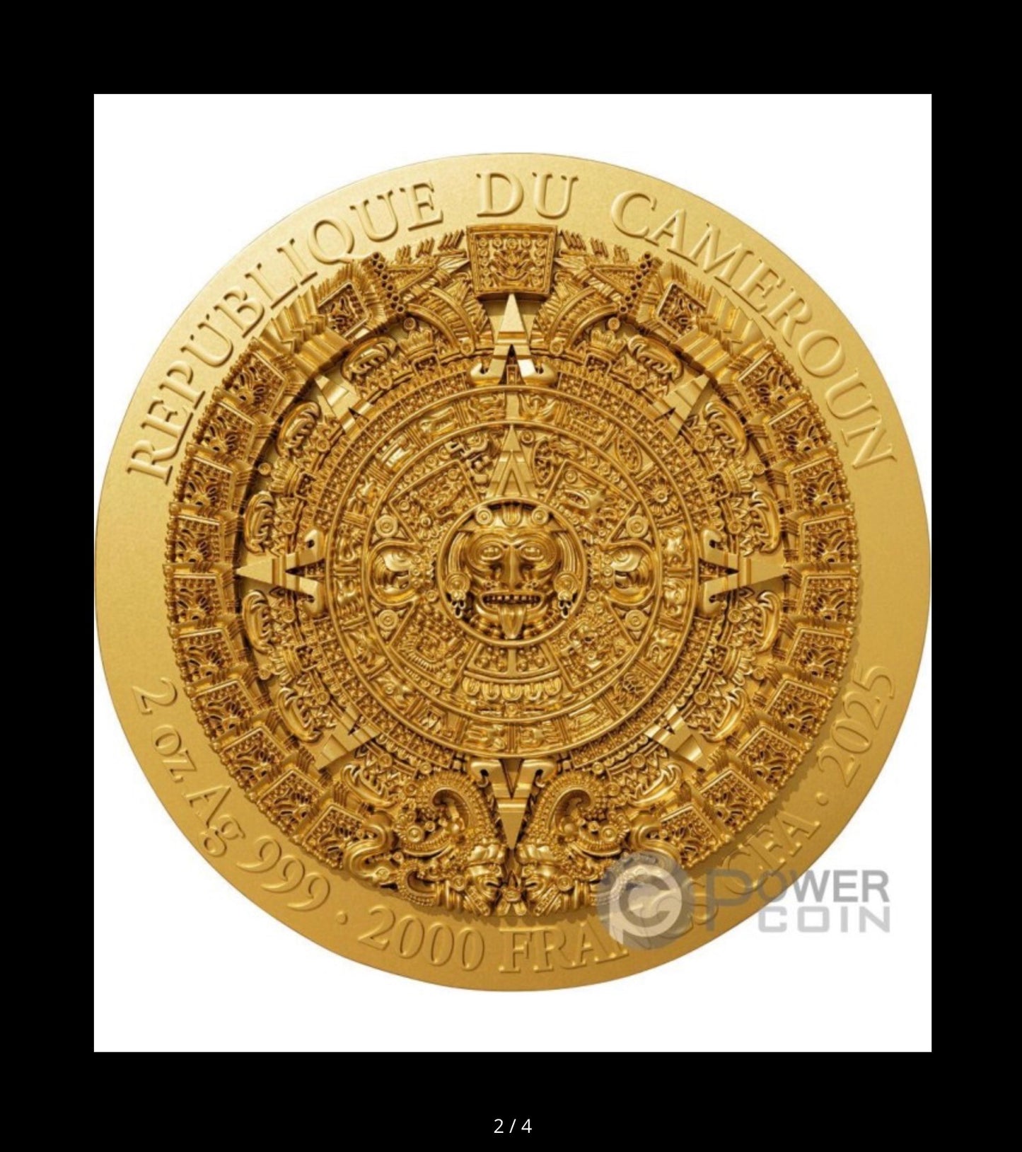 In Stock! 2025 Cameroon Maya 2 oz Silver Coin - Gold Gilded Version!