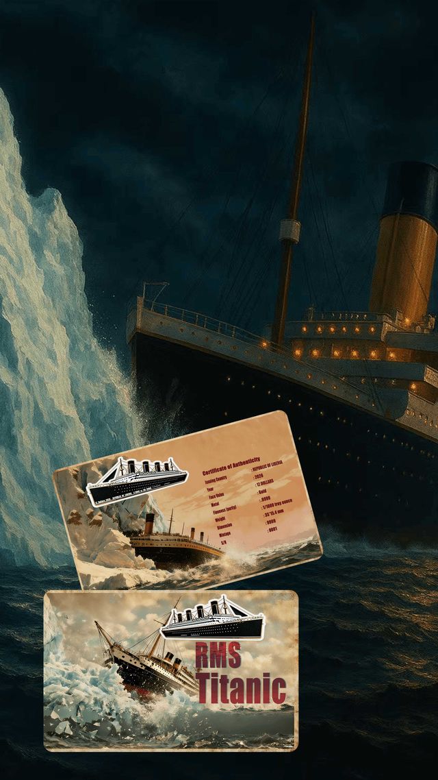 2026 Liberia RMS Titanic Shaped 1/1000 oz Gold Coin in Card (02/23)