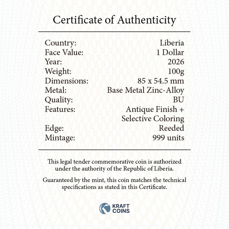 2026 Liberia Last Stand 100g CN Coin Bar (02/25)