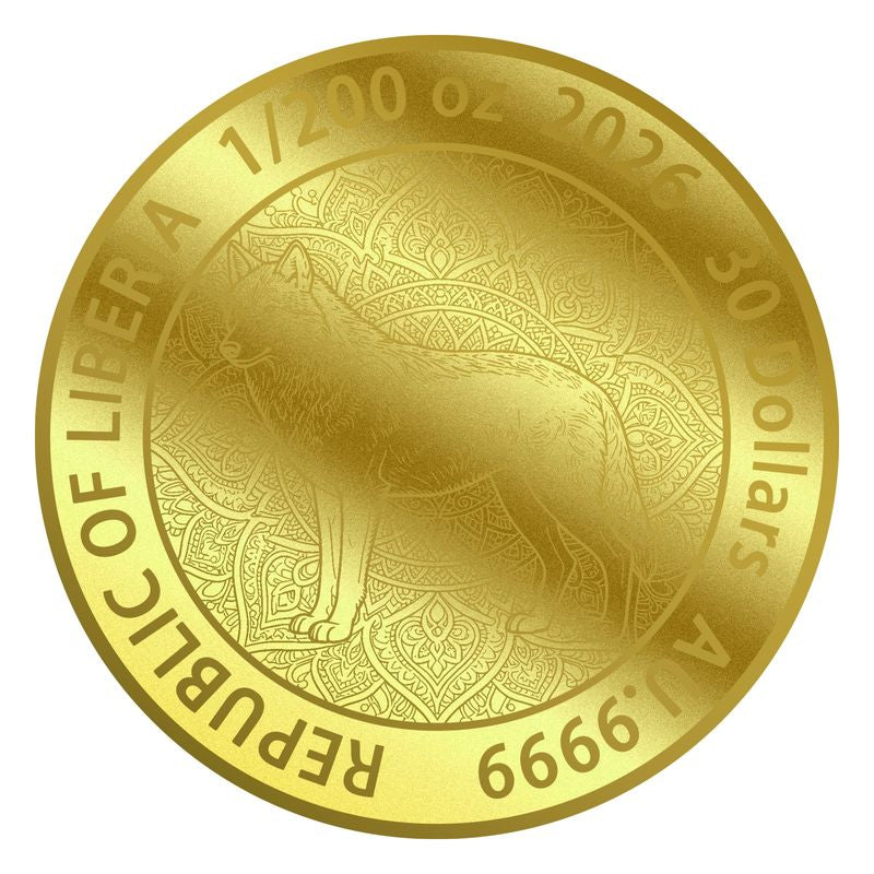 2026 Liberia The Great Wolf Mandala 1/200 oz Gold Coin in Card (02/24)