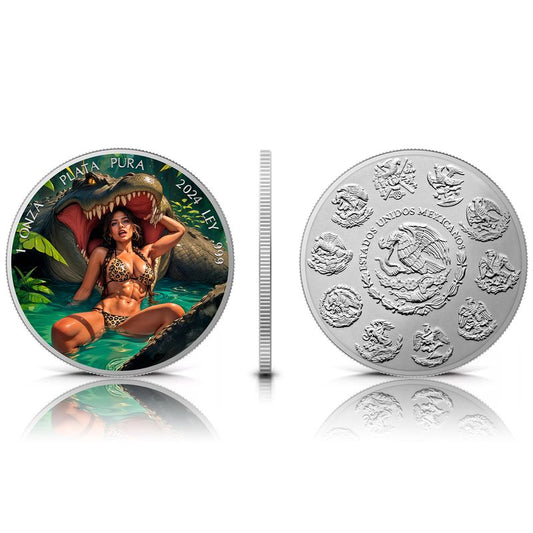 2024 Mexico Libertad Crocodile Attacked Edition 1 oz Silver Coin (02/24)