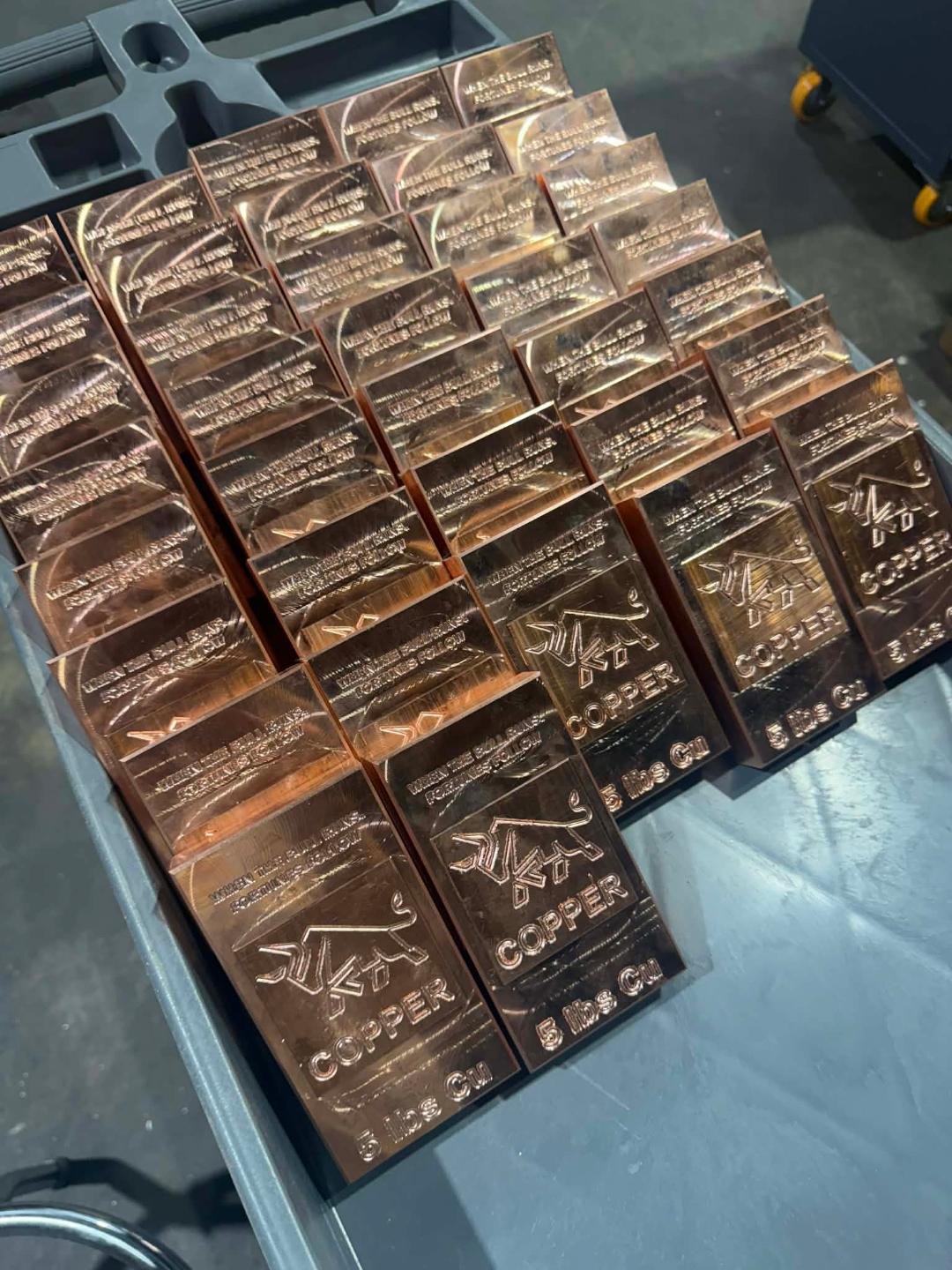 WEEKEND OFFER: Metal is Money New Bull Logo Design - "When the Bull Runs, Fortunes Follow" - 5 Pound 80 oz Copper Bars