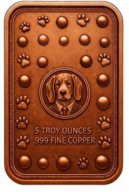 Dogs Playing Pool Colorized 5 oz Copper Bar (02/26)