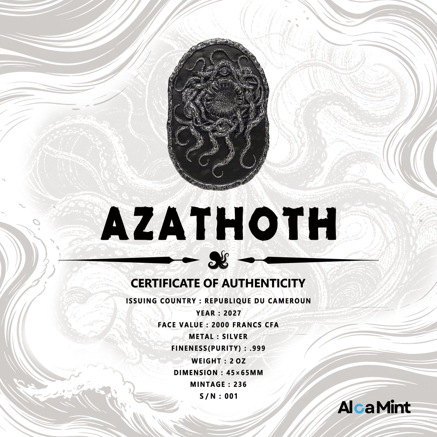2027 Cameroon 2 oz Azathoth .999 Silver Coin