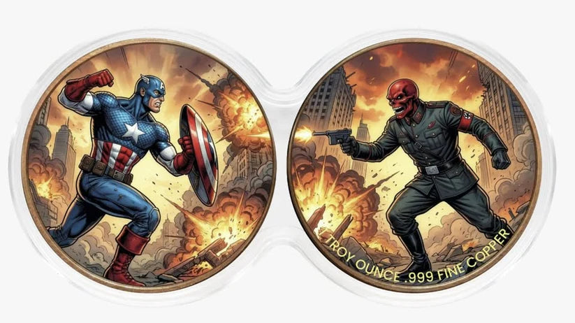 2 x 1 oz Captain America vs Red Skull .999 Copper Medal in DuoStack Capsules