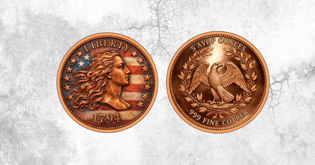 Flowing Hair Colorized 5 oz Copper Round (03/02)
