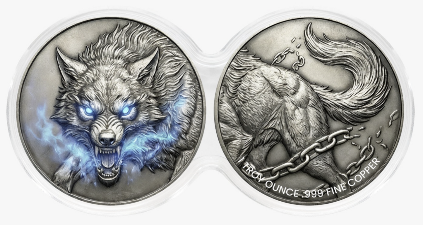 Spirit Wolf 2 x 1 oz Copper Medal Set in Stackable Infinity Capsule (03/04)