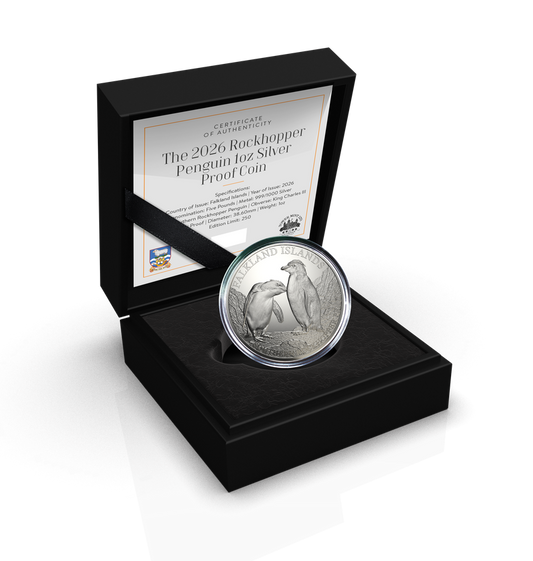 Estimate! 2026 Falkland Islands Southern Rockhopper Penguin Proof 1 oz Silver Coin (03/06)