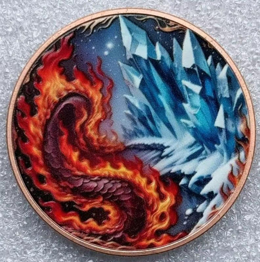 Dragon of Ice vs. Dragon of Fire 10 oz Copper Bar (Open Mintage)