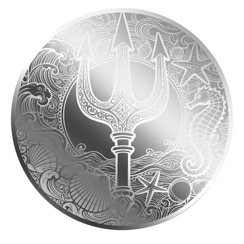 2026 Liberia Poseidon 1/1000 oz .999 Silver Coin in Card