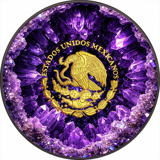 2024 Mexico Libertad Crystal Caverns Amethyst 1 oz Silver Coin (03/20)