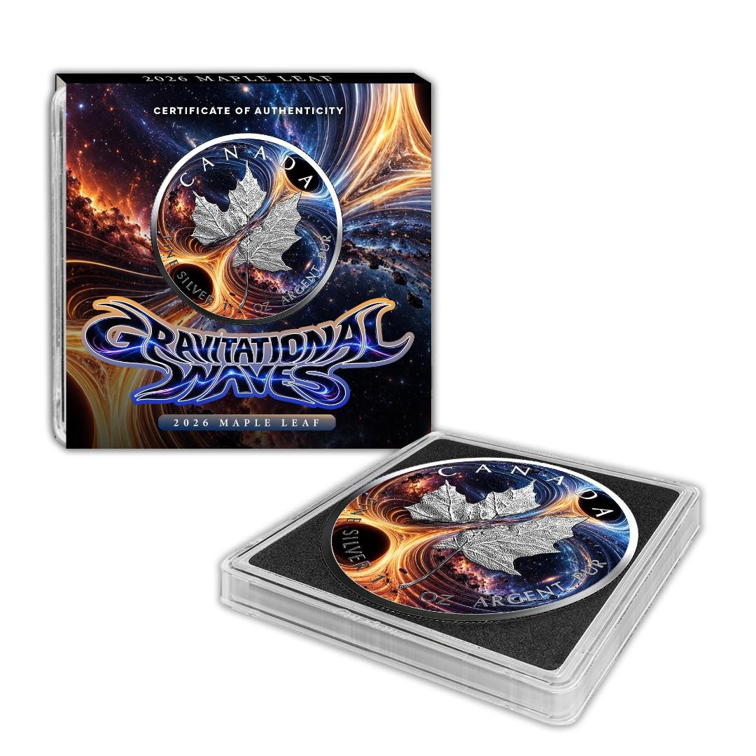 2026 Maple Leaf - Gravitational Waves Edition 1 oz Silver Coin in Quadrum Capsule w/COA (499 mintage)