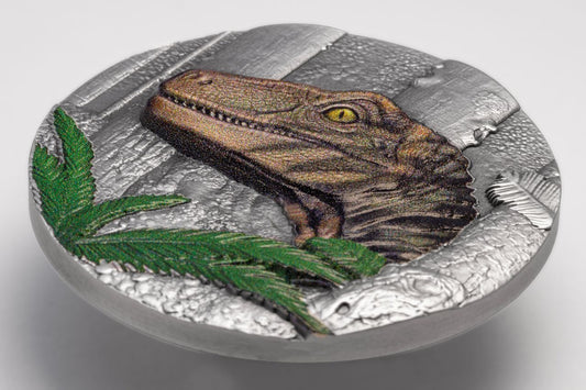 2026 Liberia Velociraptor Antiqued UHR 1 oz Silver Coin (03/23)