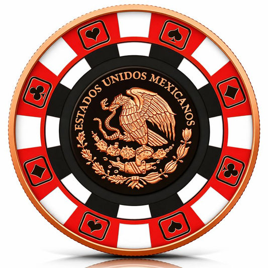 COPPER! 2026 Mexican Libertad Poker Chip Colorized 1 oz Copper Round (03/20)