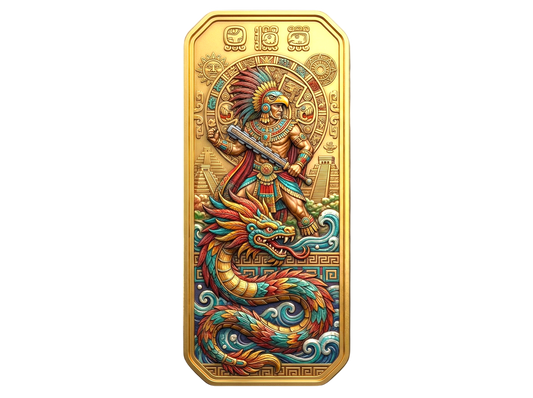 Ancient Legacies Aztec Empire 24k Gold Gilded 5 oz Copper Medal (03/18)