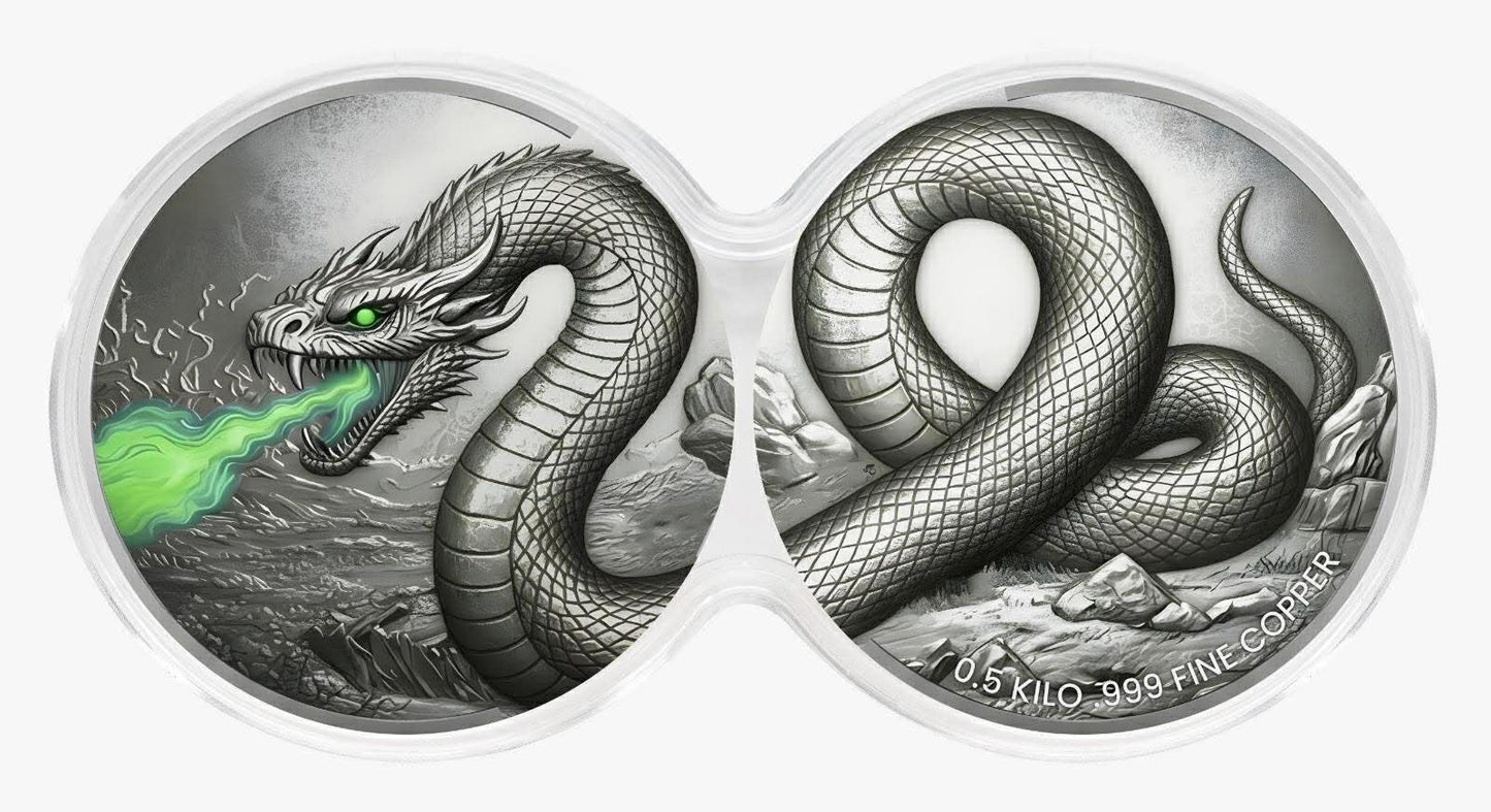 Viper's Venom Glow-in-the-Dark 2 x 1/2 Kilo Copper Medal Set in DuoStack Capsule (03/19)