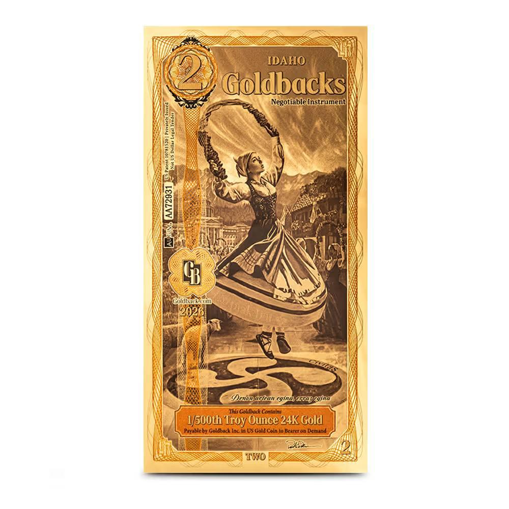 Estimate! Goldback $2 - Contains 1/500 oz of .999 fine gold