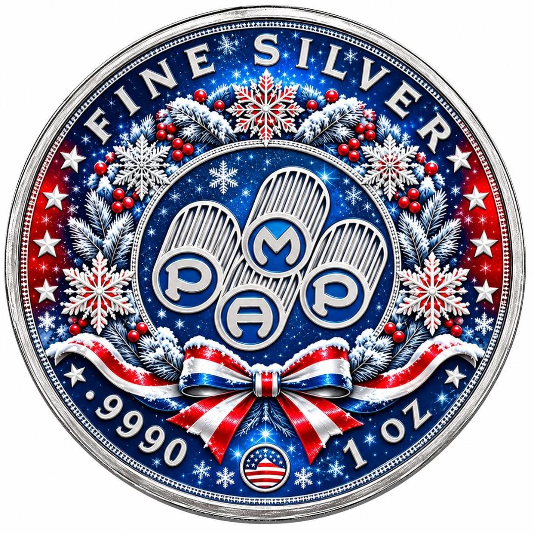 PAMP USA Buffalo Christmas in Colour Edition 1 oz Silver Medal (299 Mintage)