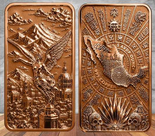 Essence of Mexico Reverse Proof 5 oz Copper Bar (05/04)