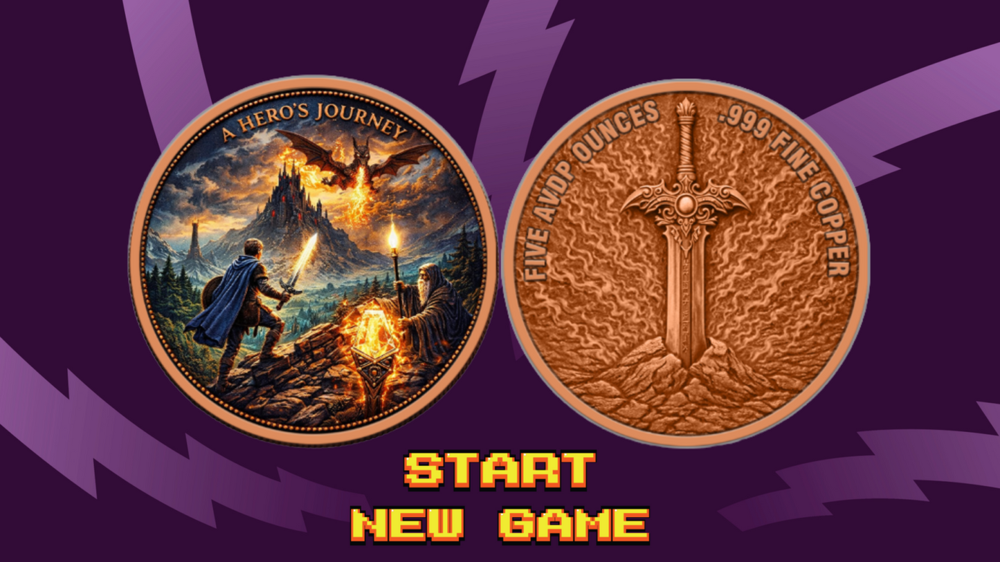 In Stock! A Hero's Journey Colorized 5 oz Copper Round