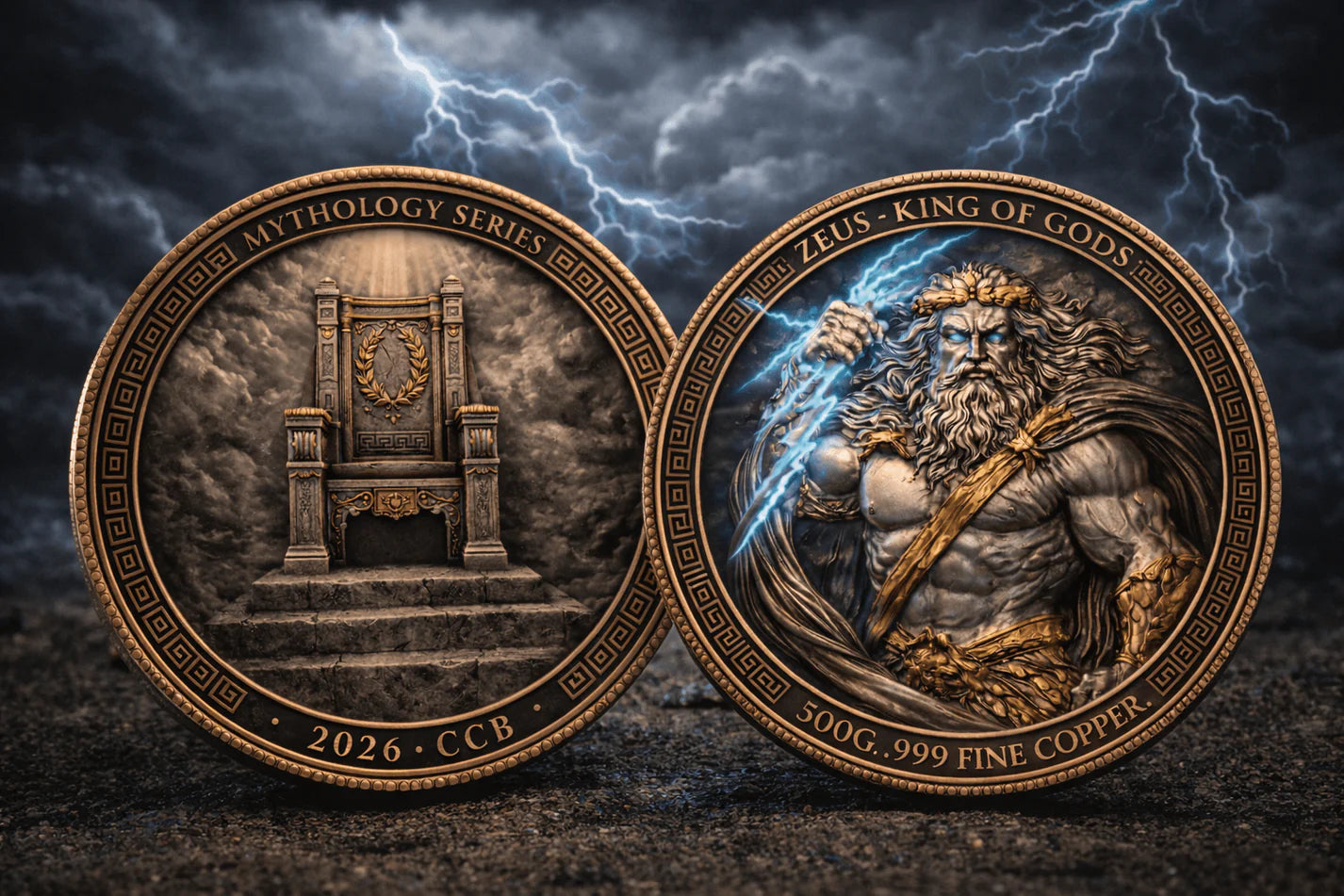 See the Back! 2026 Zeus King of Gods Colorized .999 5oz Copper