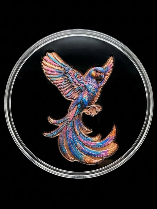 In Stock! Rainbow Parrot Shaped 1 oz Copper Medal