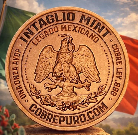 In Stock! Intaglio Mint Quetzalcoatl 1 oz Colorized Copper Art Round in Capsule (199 Mintage)