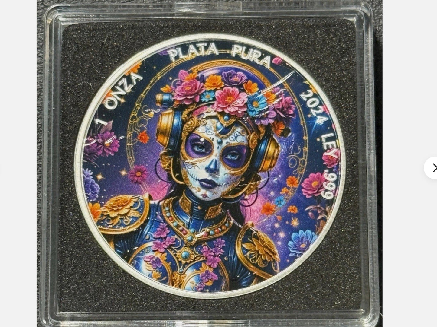 In Stock! 2024 1 Oz 999 Silver Mexico Libertad Dia De Los Muertos Steampunk Lady Colorized
