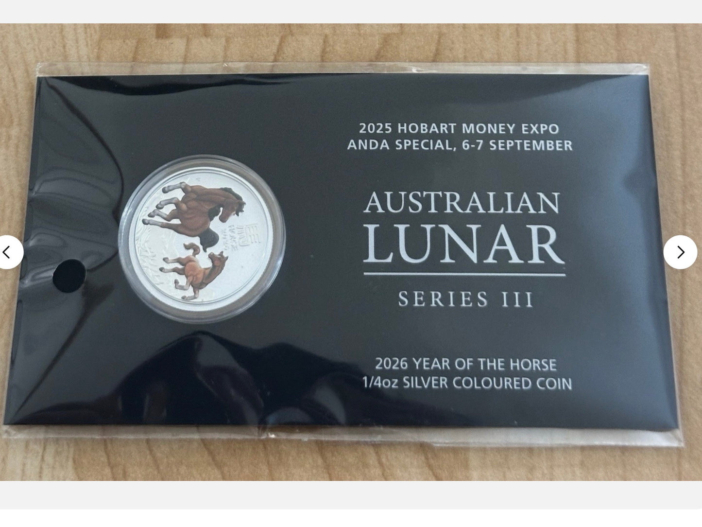 In Stock! 2026 Australia Hobart Money Expo ANDA Lunar Horse 1/4 oz SILVER COLORED IN CARD