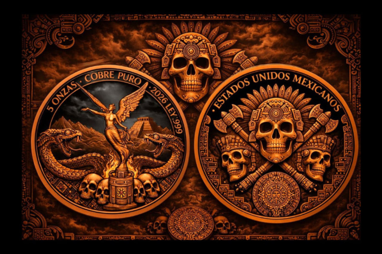 See the Back! 2026 Libertad Aztec Serpents Colorized 5 oz Copper Medal