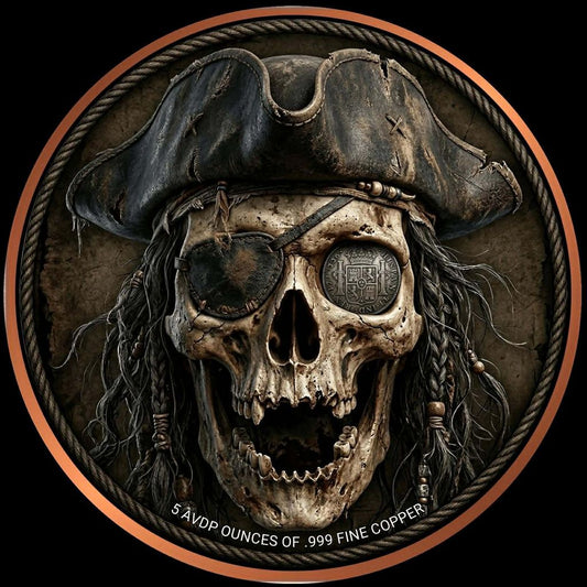 See the Back! Captain Blackbeard vs Kraken Colorized 5 oz Copper Medal (04/13)