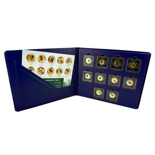 In Stock! Chad Wonderful World of Bees Colorized 10 x 1/1000 oz Gold Coin Set