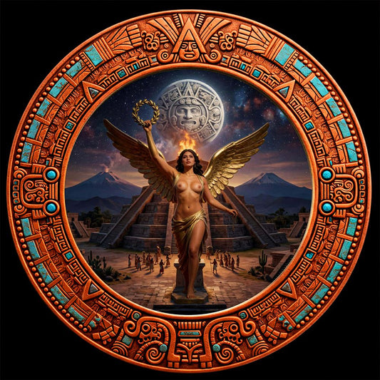 Aztec Moon Angel Colorized 5 oz Copper Medal (04/16)