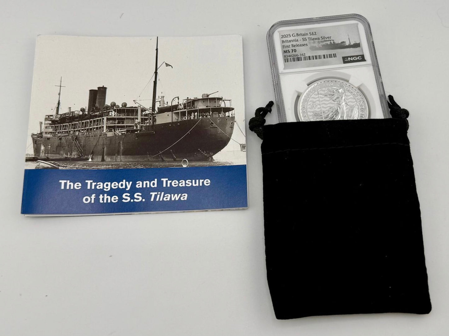In Stock! 2025 Great Britain Britannia SS Tilawa Shipwreck 1 oz Silver Coin NGC MS70 FR