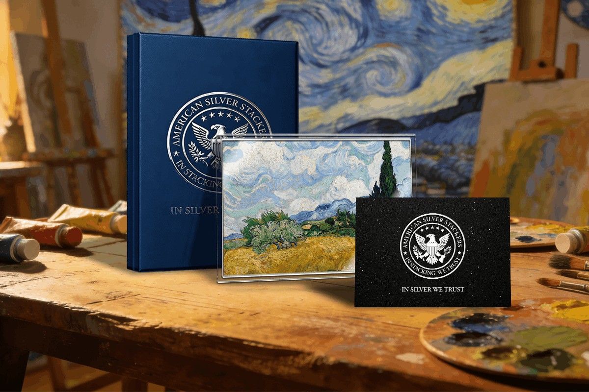 In Stock! 2026 Ghana Wheat Field with Cypresses by Van Gogh 5g Silver Foil. In Silver We Trust!
