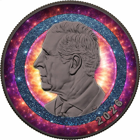 2026 Canada Aura Ring Celestial Maple Diamond Dust & Ruthenium 1 oz Silver Coin (04/22)