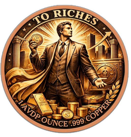 In Stock! (Roll of 20) Rags to Riches 1 oz Copper Round