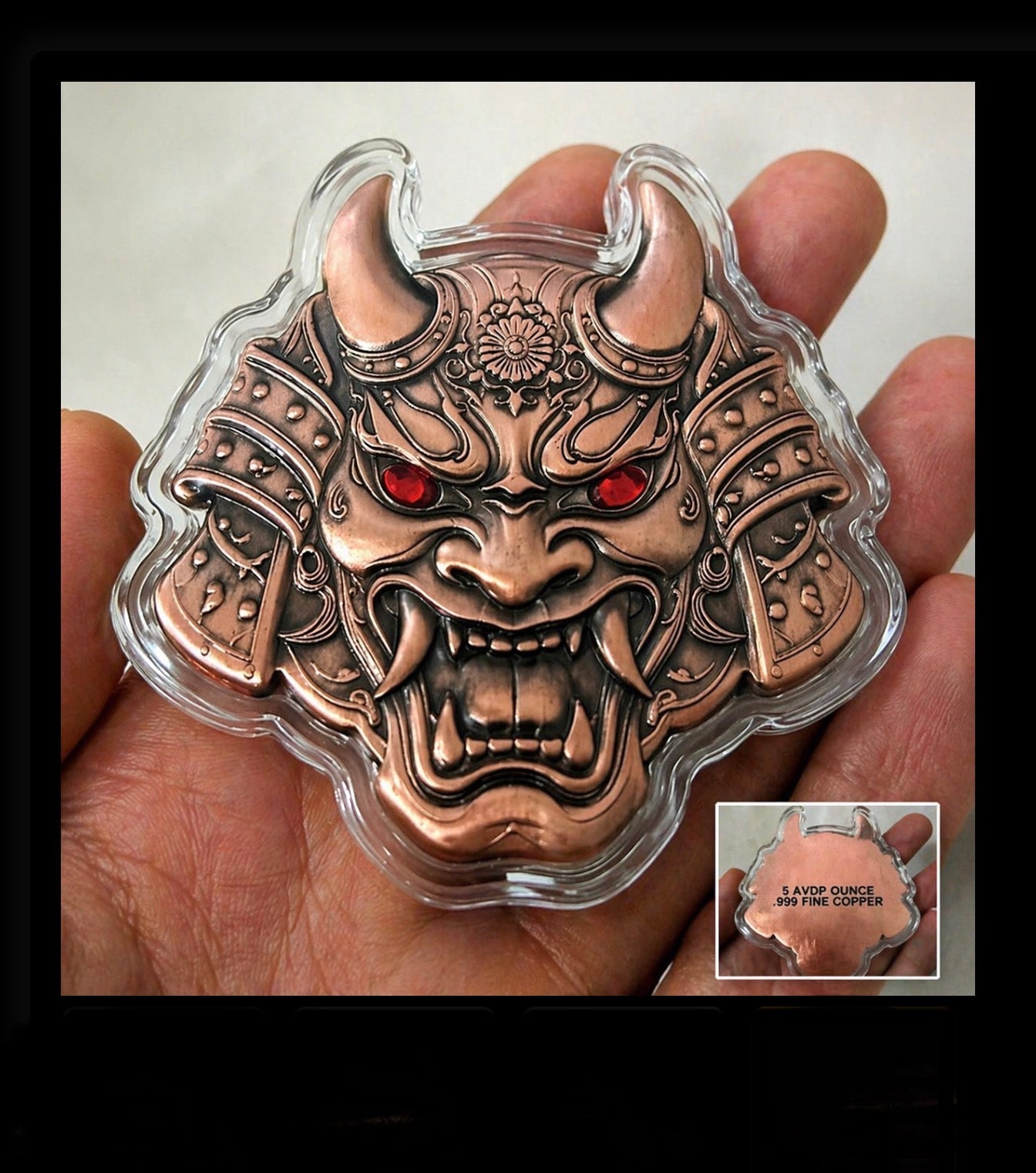 In Stock! ONI Mask 5 AVDP Ounce Japanese Demon Mask Copper. 999 Copper
