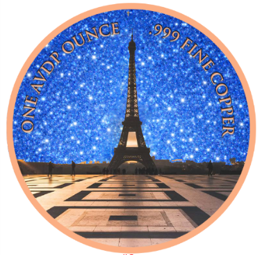 Eiffel Tower Diamond Dust 1 oz Copper Round (04/27)